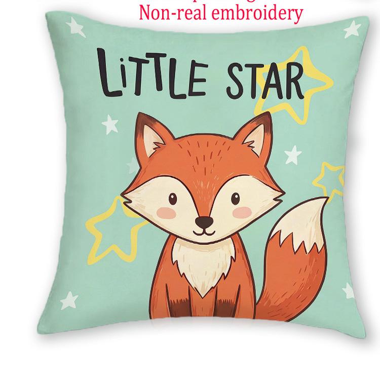 1/4pcs Cute Cartoon Animal Throw Pillow Covers Kids Room Decorative Cushion Cases with Inspirational Slogans Cushion cover