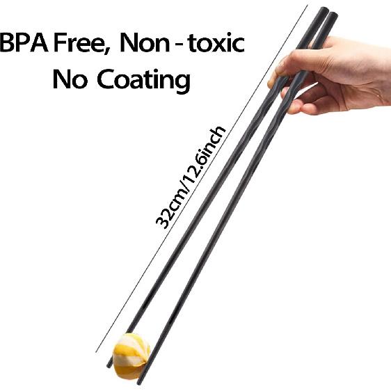 12.6 Inches (32cm) Cooking Extended Chopsticks Reble, 2 Pairs Fiberglass Chop Sticks for Kitchen Noodles Frying Hotpot, Japanese Chinese Extra Long