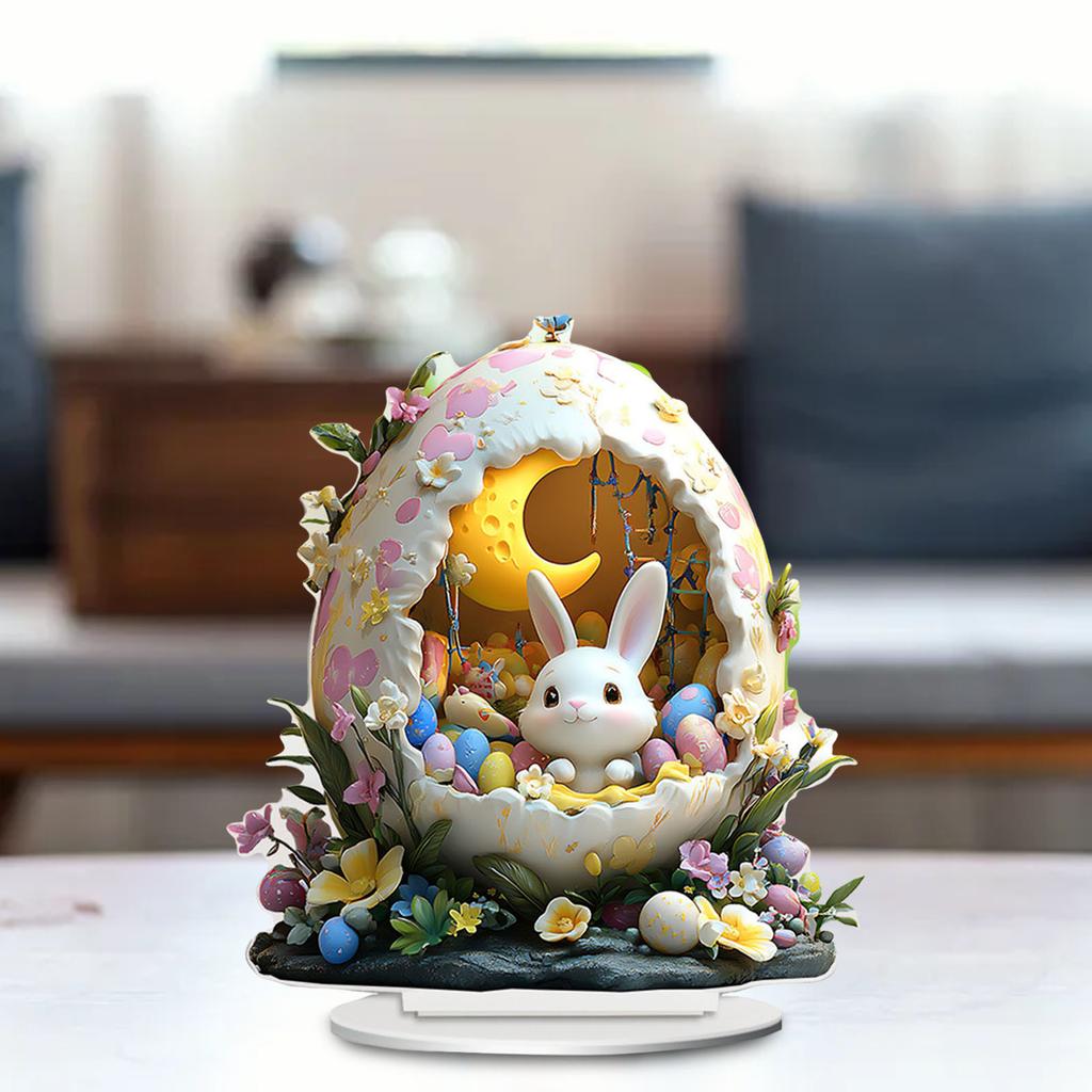 2d Flat Easter Eggs Cute Bunny Acrylic Table Top Decorations Wear Decorations Small Christmas Ornament