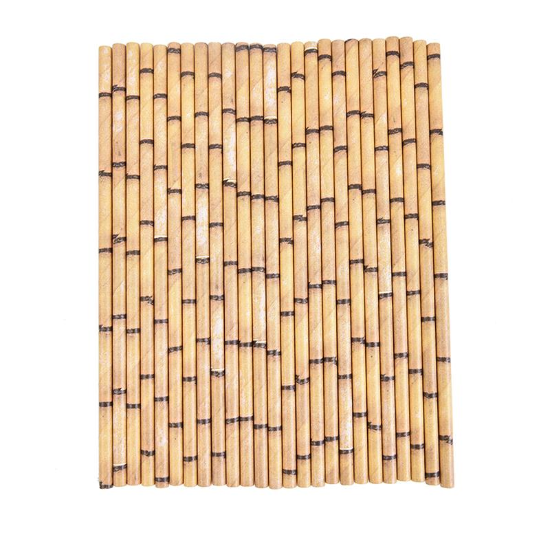 25 sztuk papierowe słomki bambusowe słomki z nadrukiem hawajska dżungla tropikalny nadruk bambusa