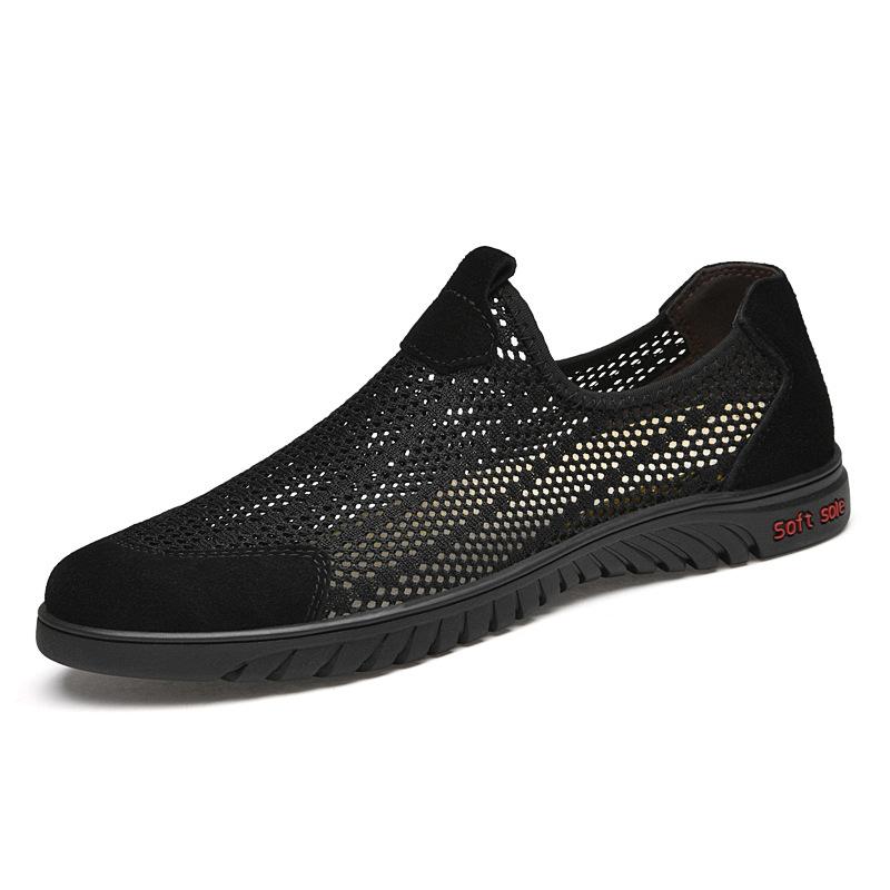 

Summer men s shoes 2025 new mesh breathable men s casual shoes one pedal large size soft-soled mesh shoes men 45 чорний