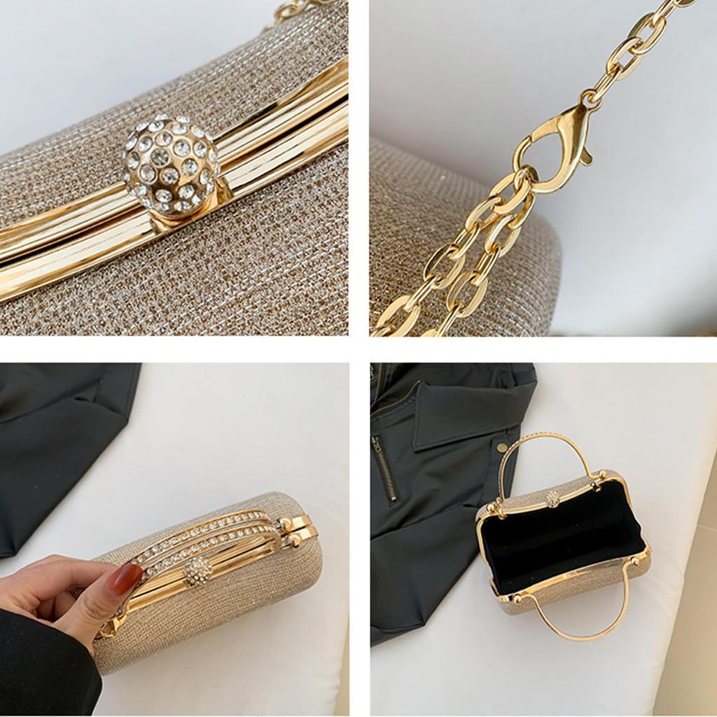 Women's Rhinestone Evening Clutch Purses Luxury Prom Chain Strap Shoulder Handbags For Wedding Bridal Prom Party  Christmas Gift