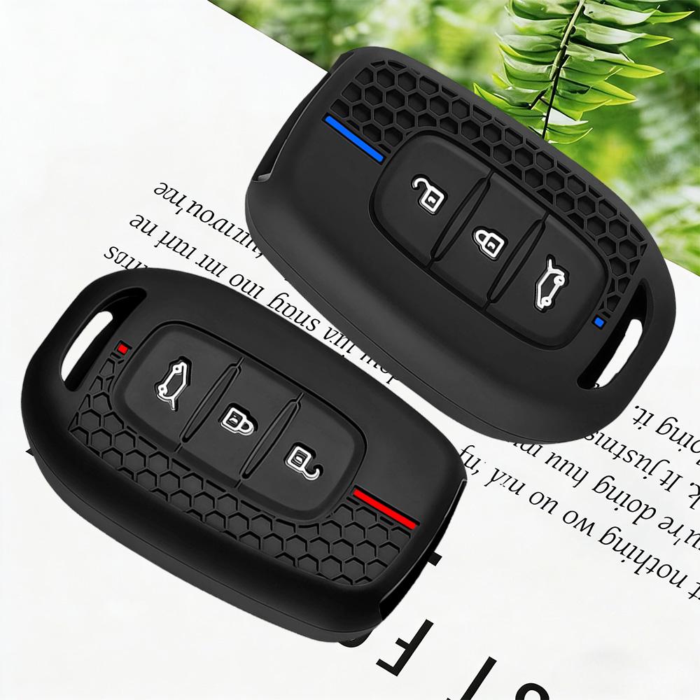 Premium Soft Silicone Car Key Case Cover For Renault Kwid Traffic Symbol Dacia Sandero Logan Duster 3 Button Fob