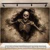 1 piece of 2D flat background fabric, a background fabric featuring a protruding skeleton figure, and an indoor background