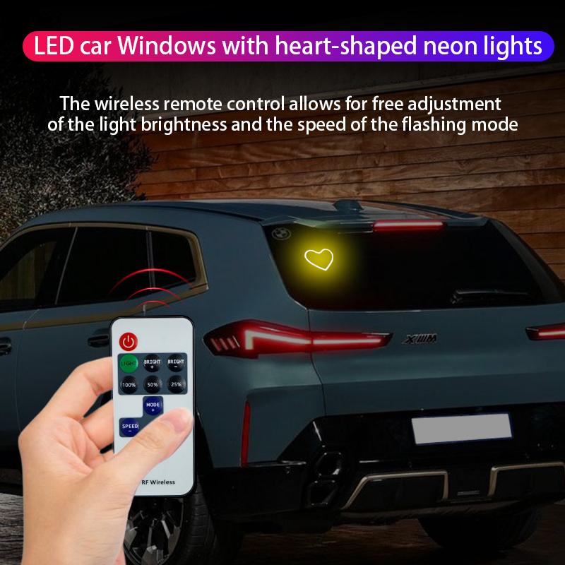 Car LED window lights interior decoration lights glowing heart atmosphere lights USB wiring car modification neon Car Decoration