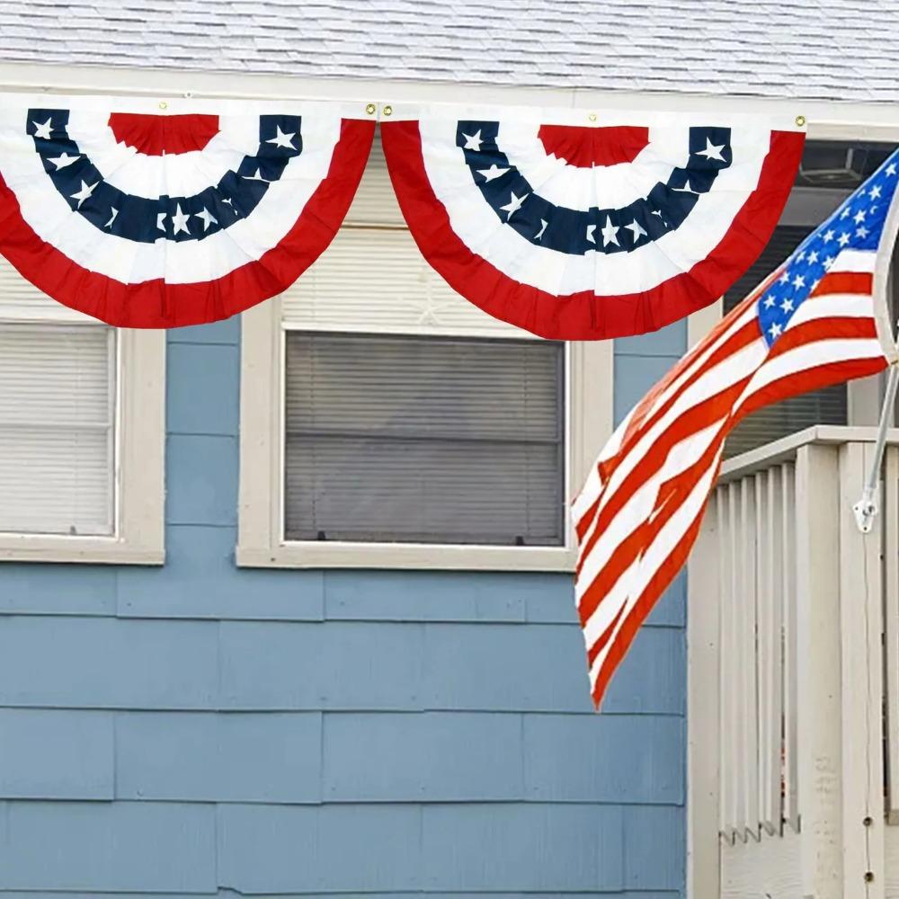 Independence Day Decoration Outdoor Garden Decoration Fence Fence Pendant Fan Flag Hanging Happy Easter Banner Sign Wall Banner