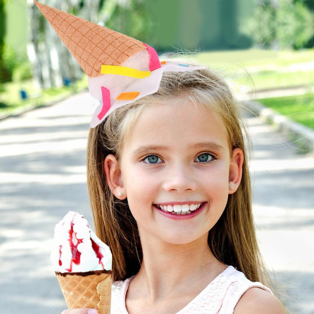 Fashionable Ice Cream Cone Headband With Pearl Cottin Filling For Costume Parties And Festive Event