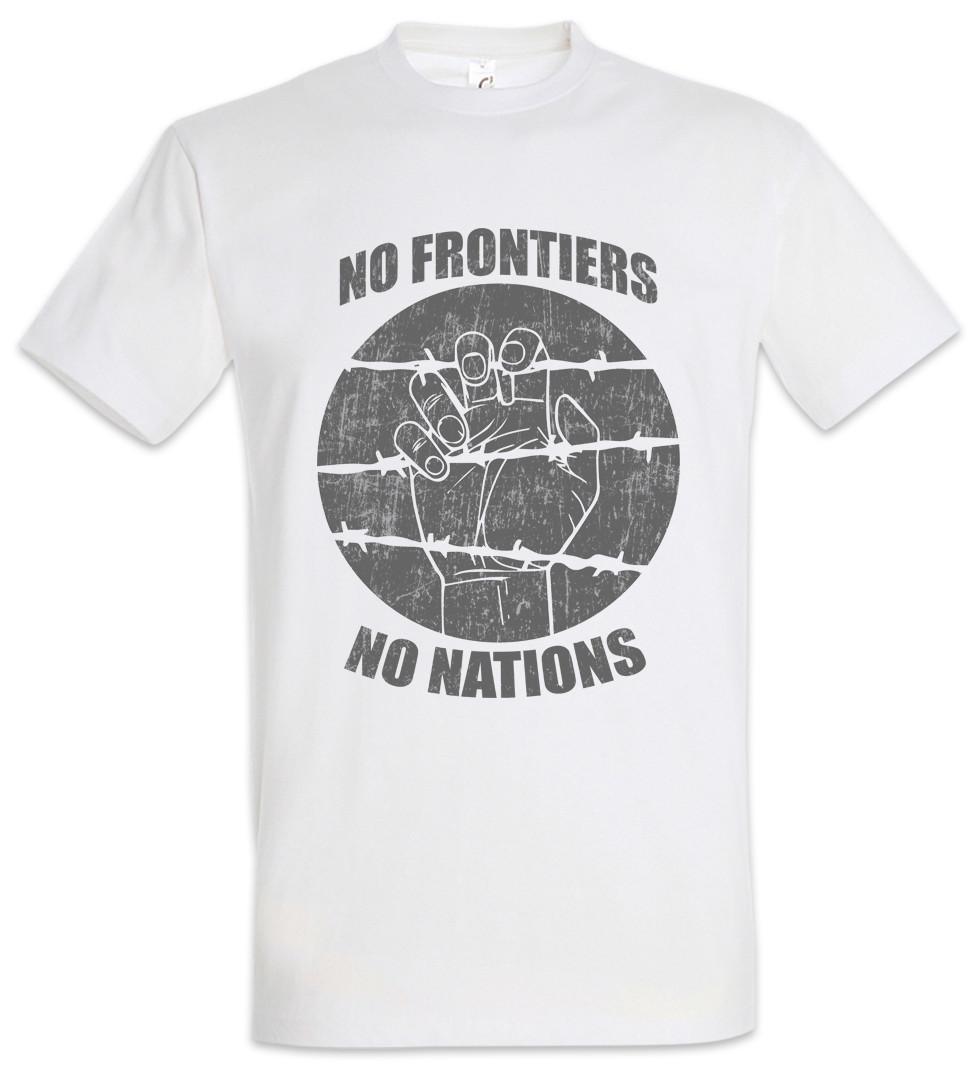 No Frontiers No Nations T-Shirt Refugees Against Nationalism Racism Borders S