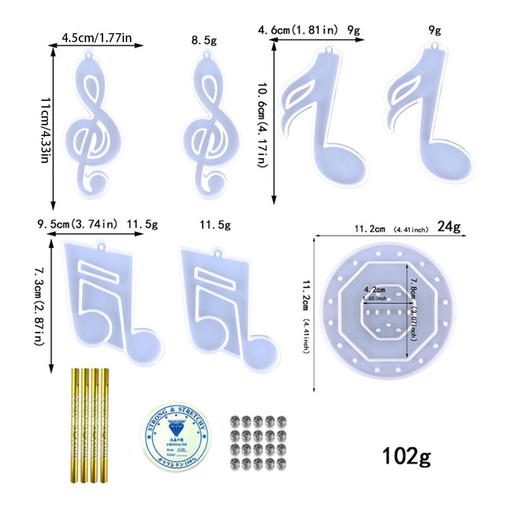 Resin Wind Chime Mold Music Note Silicone Mold for DIY Wind Chime Pendant Home Wall Ornametn Garden Hanging Decoration