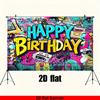 2D flat banner - Graffiti-style birthday decoration banner background fabric