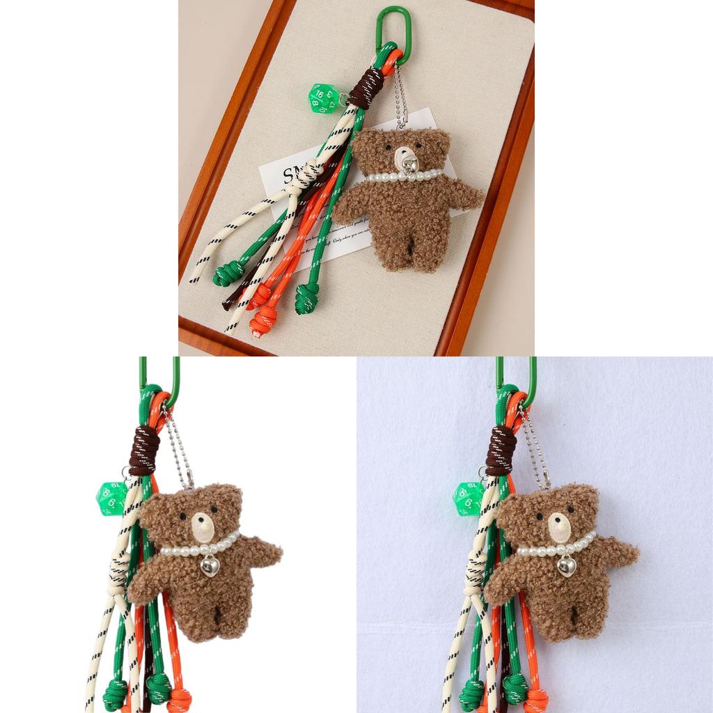 Cute Teddy Bear Plush Bag Charm With Handcrafted Knit Rope For Kids And Teens