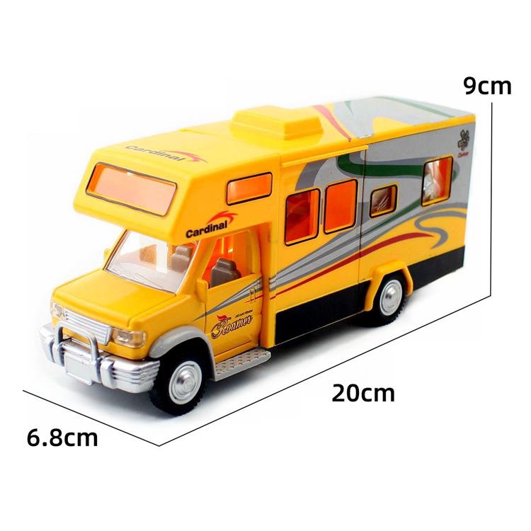 New 1:28 Diecast Luxury RV Recreational Vehicle Car Model Metal Camper Van Motorhome Touring Car Model Sound &Light Kid Toy Gift