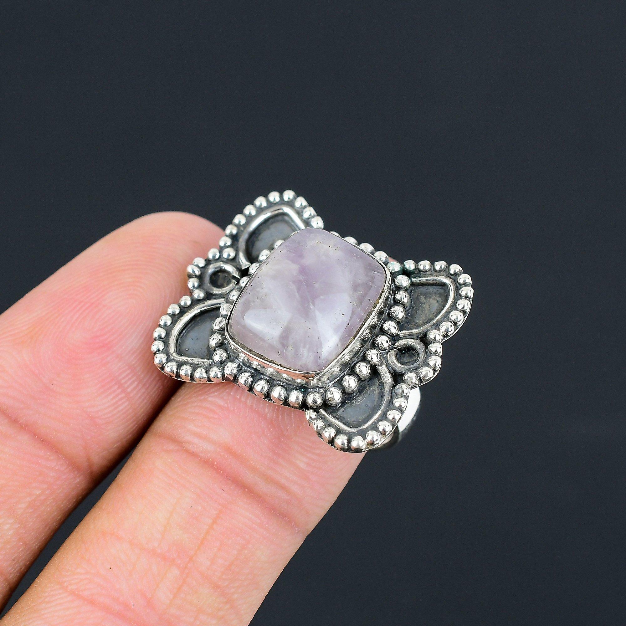 Mothers day Sale Star Amethyst Stone 925 Sterling Silver Statement Ring Jewelry 9