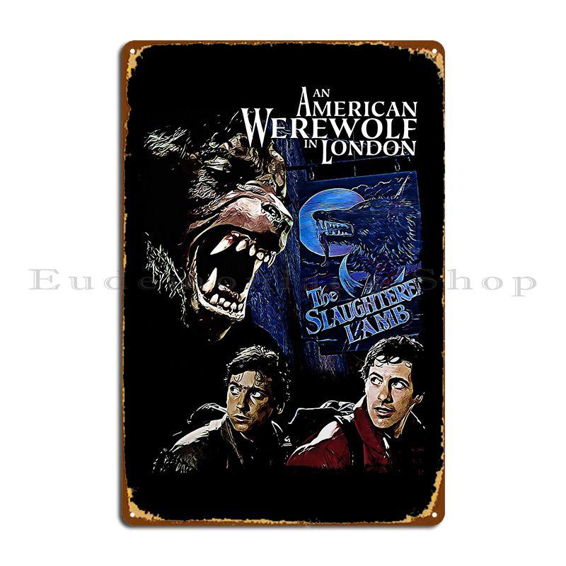 

Американский оборотень в Лондоне Металлическая табличка Постер Настенный Дизайн пещеры Украшение гаража Декорация Кино Жестяная вывеска Постер 20x30cm（7.8x11.8inch）