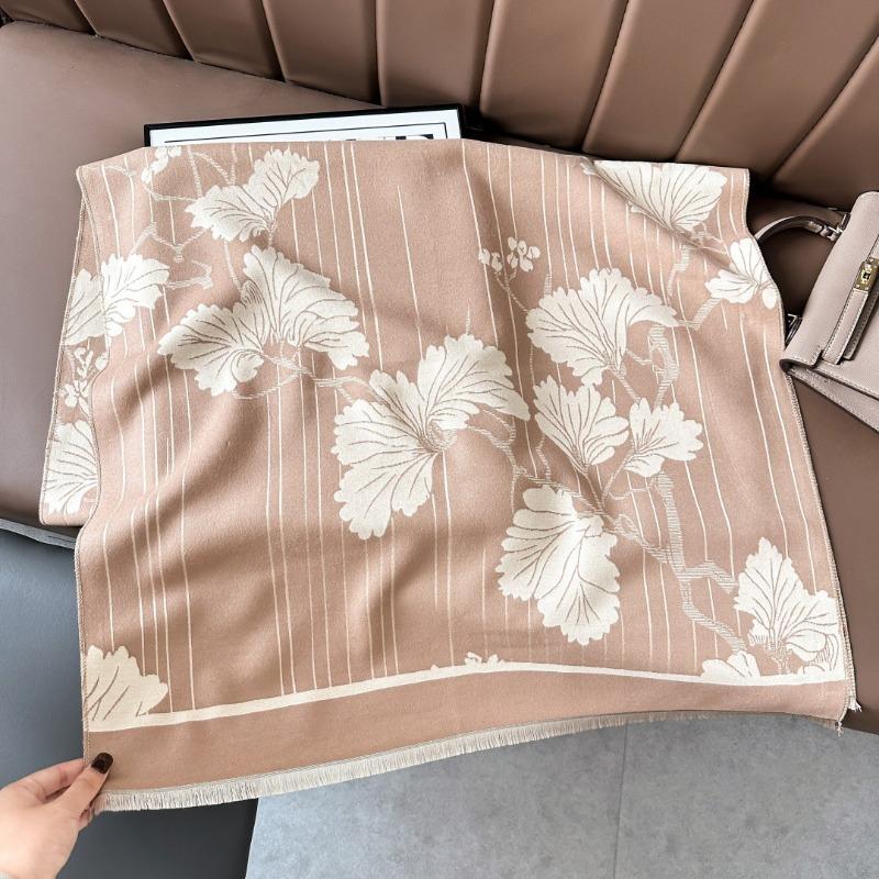 Landscape painting imitation cashmere scarf women's high-end office air-conditioned room thickened warm long trendy scarf