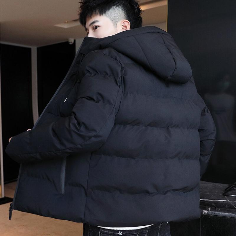Cotton Clothing Men's Models Winter Loose Warm Short Section Thickened Solid Color Cotton Clothing Casual Hooded Cotton Jacket