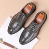 Men's Shoes Large Size Casual Leather Shoes Fashion Men's Business Dress Shoes Trend Lace-up Groom Wedding Shoes