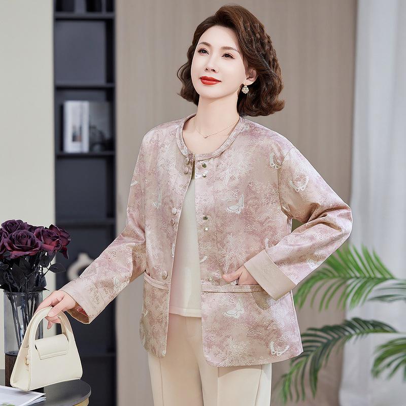 Elegant Spring Jacket 2026: Chic Chinese Style for Middle-aged Women 3XL (120-135 jin)