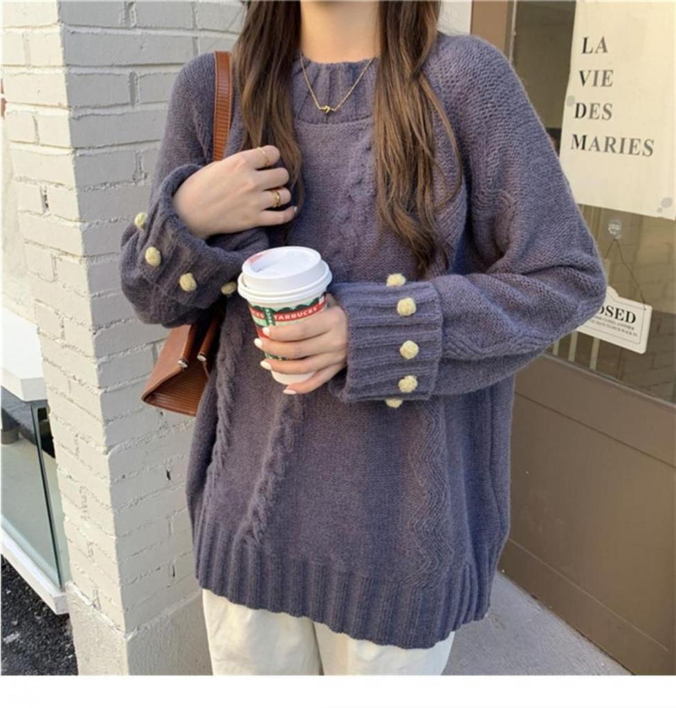 Women's Retro Thick Knit Sweater - Cozy, Loose-Fit, Autumn/Winter Style