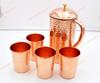 Handcrafted 1.5L Copper Water Jug with 4 Matching 250ml Glasses – Ayurvedic Health Benefits, Elegant Hammered Design