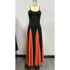 Elegantes, modisches und sexy Club-Trend-Off-Shoulder-Patchwork-Maxikleid mit Trägern, Damen-Abendkleid