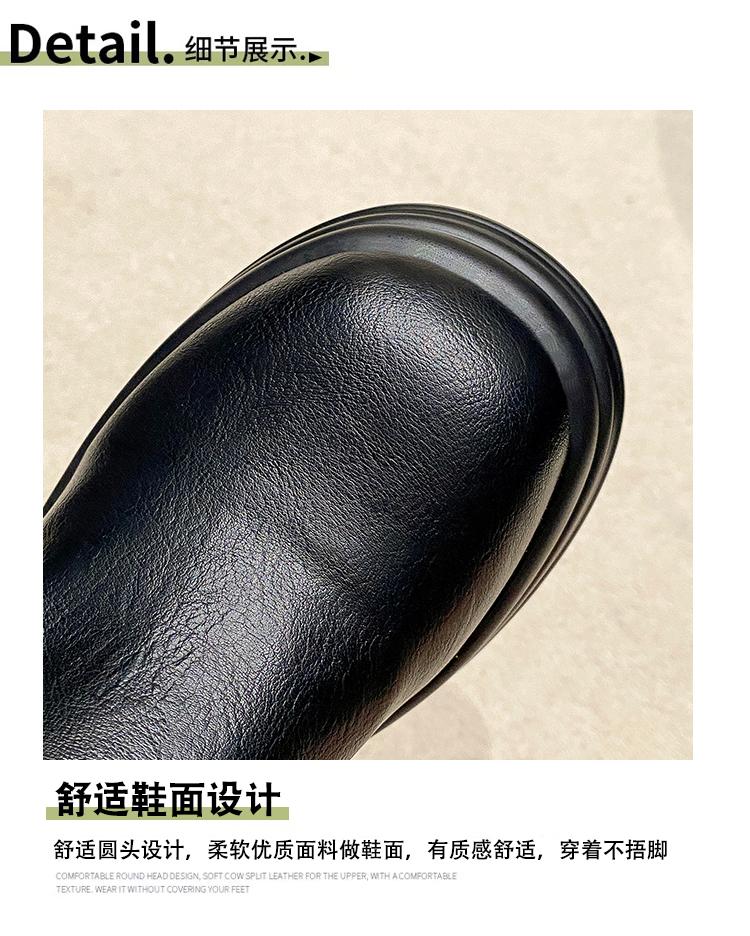 Women Platform Motorcycle Boots 9CM Wedges Heels Leather Mid Calf Boots Woman Winter Warm Fur Chunky Sneakers Gothic Botas Mujer