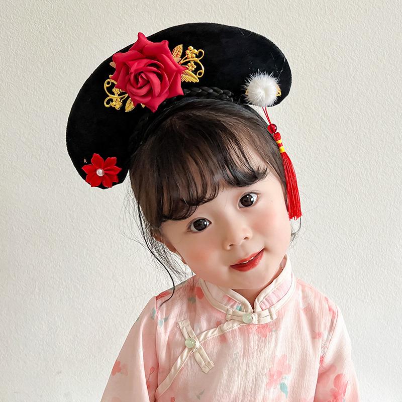 Copricapo in stile cinese con fiori, nappa, perla, stile antico, cerchietto per capelli da principessa, copricapo Hanfu, fermaglio per capelli Hanfu, donna
