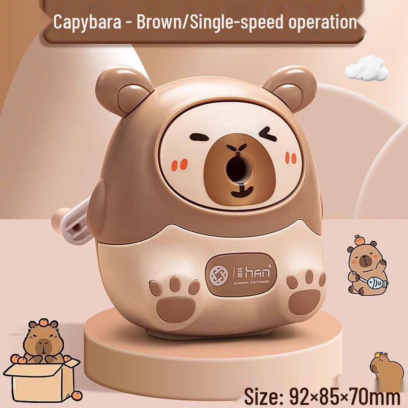 Capybara Hand-Crank Pencil Sharpener for Kids and Students