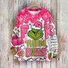 Women's Casual Long Sleeve Cute Christmas Print Neck Knit Sweater
