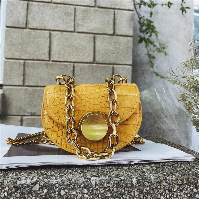 Bag Women's New Stone Pattern Mini Saddle Personalized Chain Portable Lock Bag Fashion Chain Single Shoulder