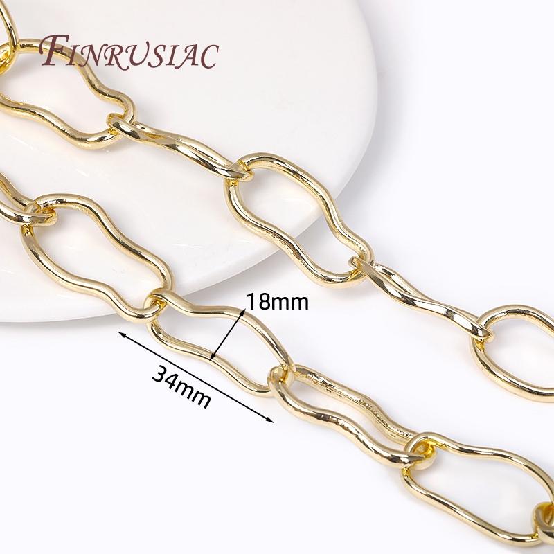 14K Gold Plated Brass Metal Thick Wide Big Chains For Making Necklace Accessories DIY Jewelry Making Chains Multi Styles