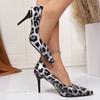 2025 New Fashion Leopard Print Sexy Women  Shoes Women High Heels Pointed Toe Wedding Shoes 8.2cm Chaussure Femme