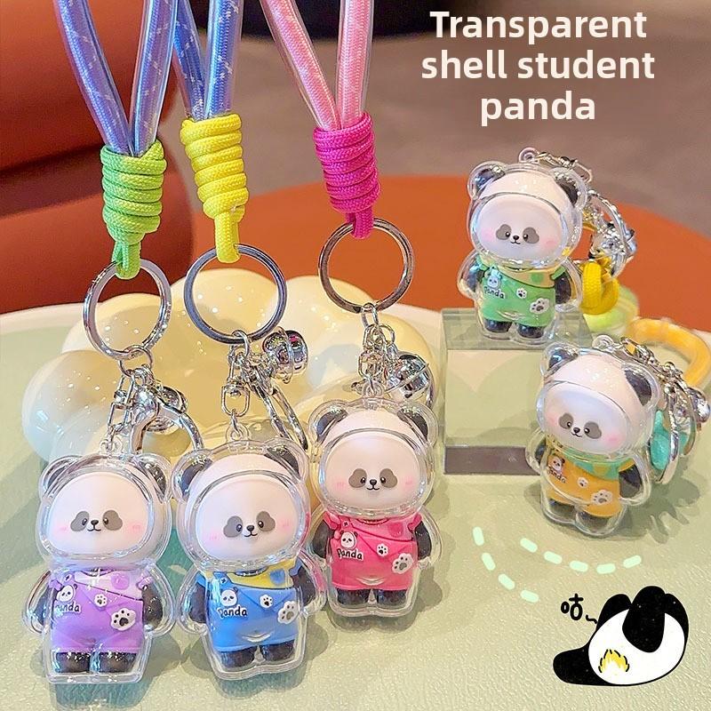 Panda Transparent With Shell Keychain Cute Cartoon Highgloss Acrylic Craft Doll