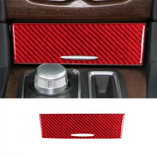 For 2015-Up Chrysler 300 Red Carbon Fiber Interior Center Storage Cover Trim
