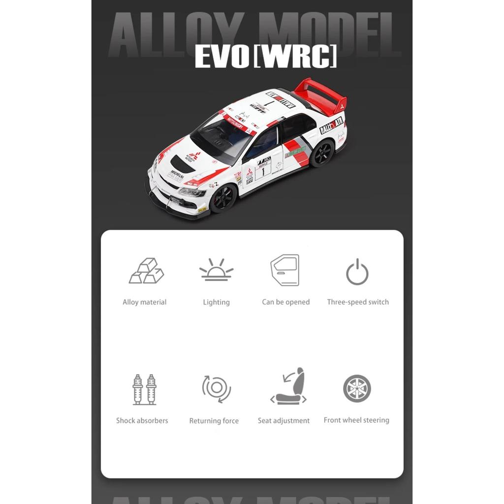 1/32 Mitsubishi Lancer Evolution EVO WRC Alloy Die Cast Toy Car Model Sound and Light Children's Toy Collectibles Birthday Gift