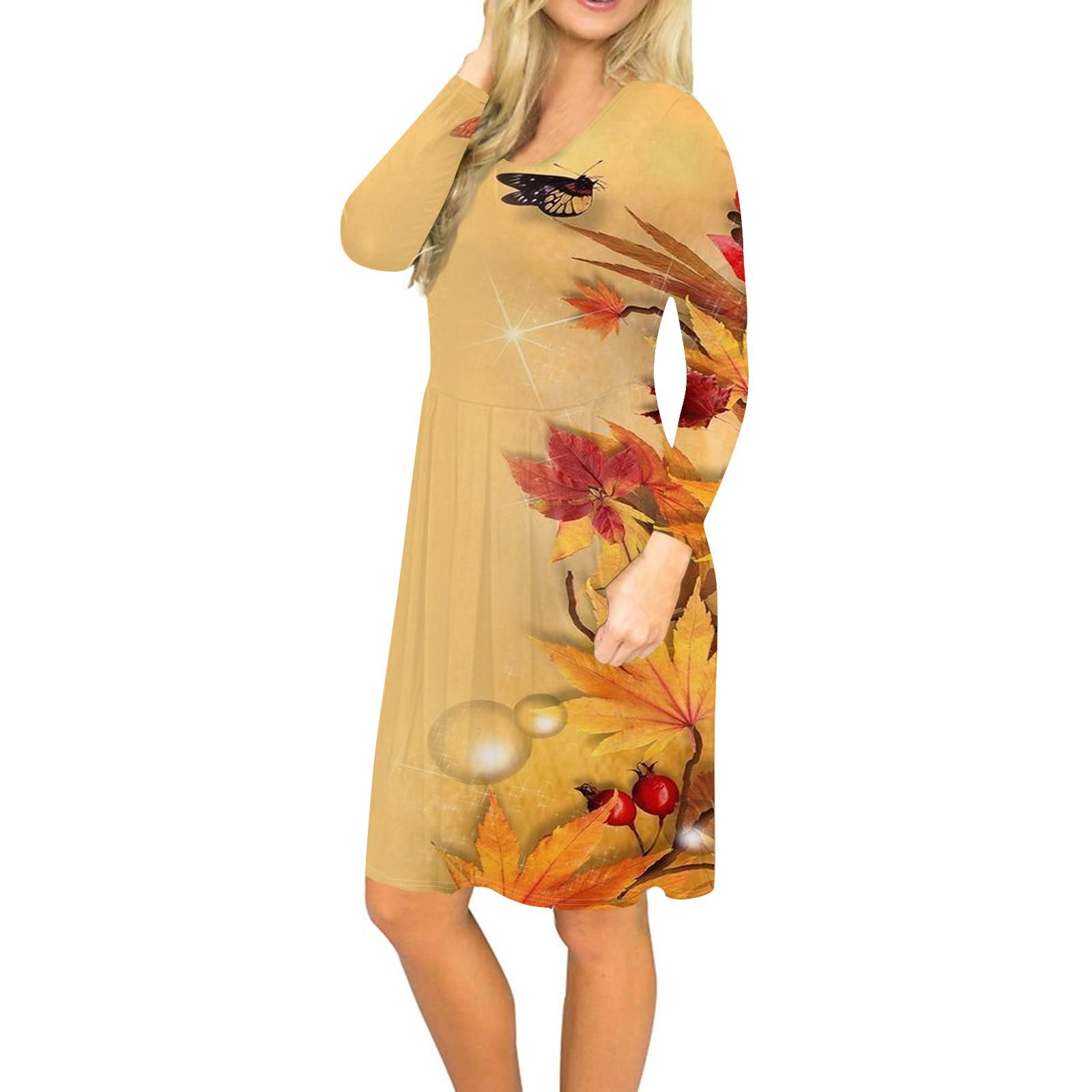 

Женское платье с длинным рукавом, плиссированное, свободное, повседневное платье с карманами, платья длиной до колена XL жёлтый