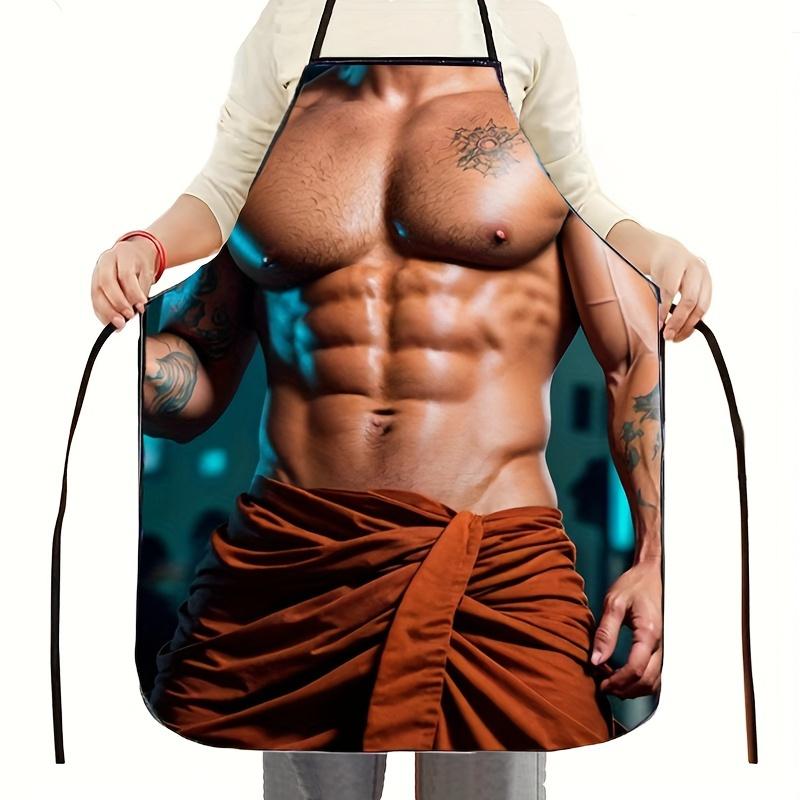 1pc Unique Muscle Print Apron Creative Kitchen Cooking Apron for Men and Women Kitchen Apron Dinner Party Cooking