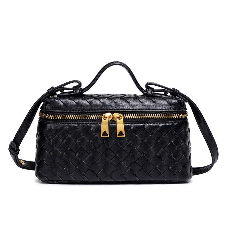 VI New Woven Box Bag Casual Fashion Handbag Leather Shoulder Crossbody Lunch Box Bag Women's Bag