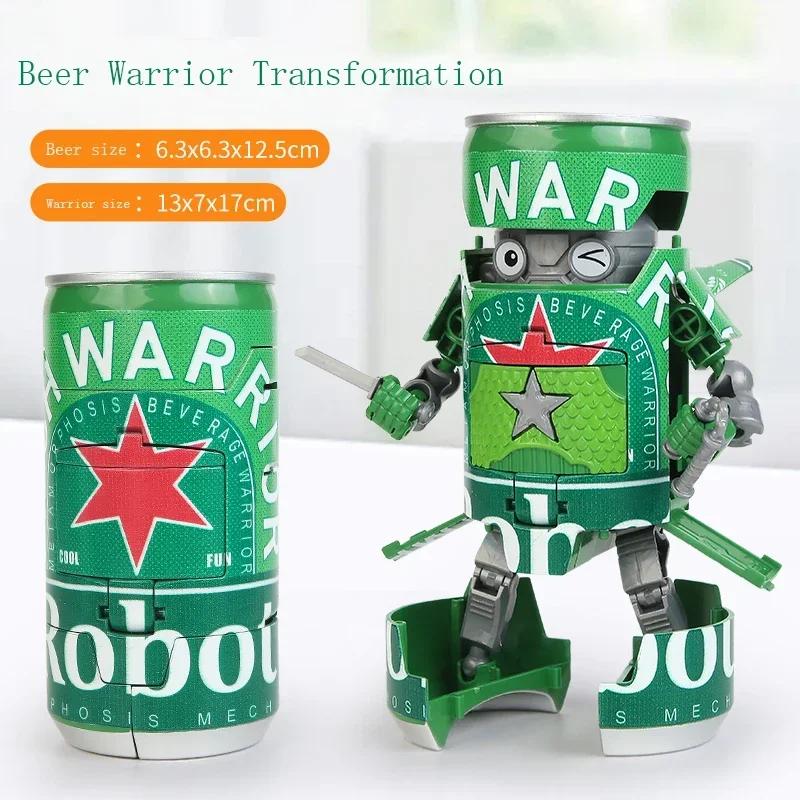 Beer Deformed Robot Action Figure Cartoon Deformation Robot Creative Warrior Model Deformation Educational Toys