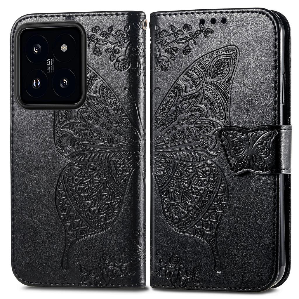 For Xiaomi 14T Pro Case PU Leather Wallet Phone Cover Butterfly Pattern