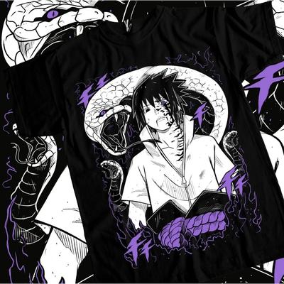 Uchiha Sasuke Naruto Anime Estampado Verano Camiseta Hombres Mujeres Casual Harajuku Deporte Holgada Cómoda Oversize Fitness Manga Corta
