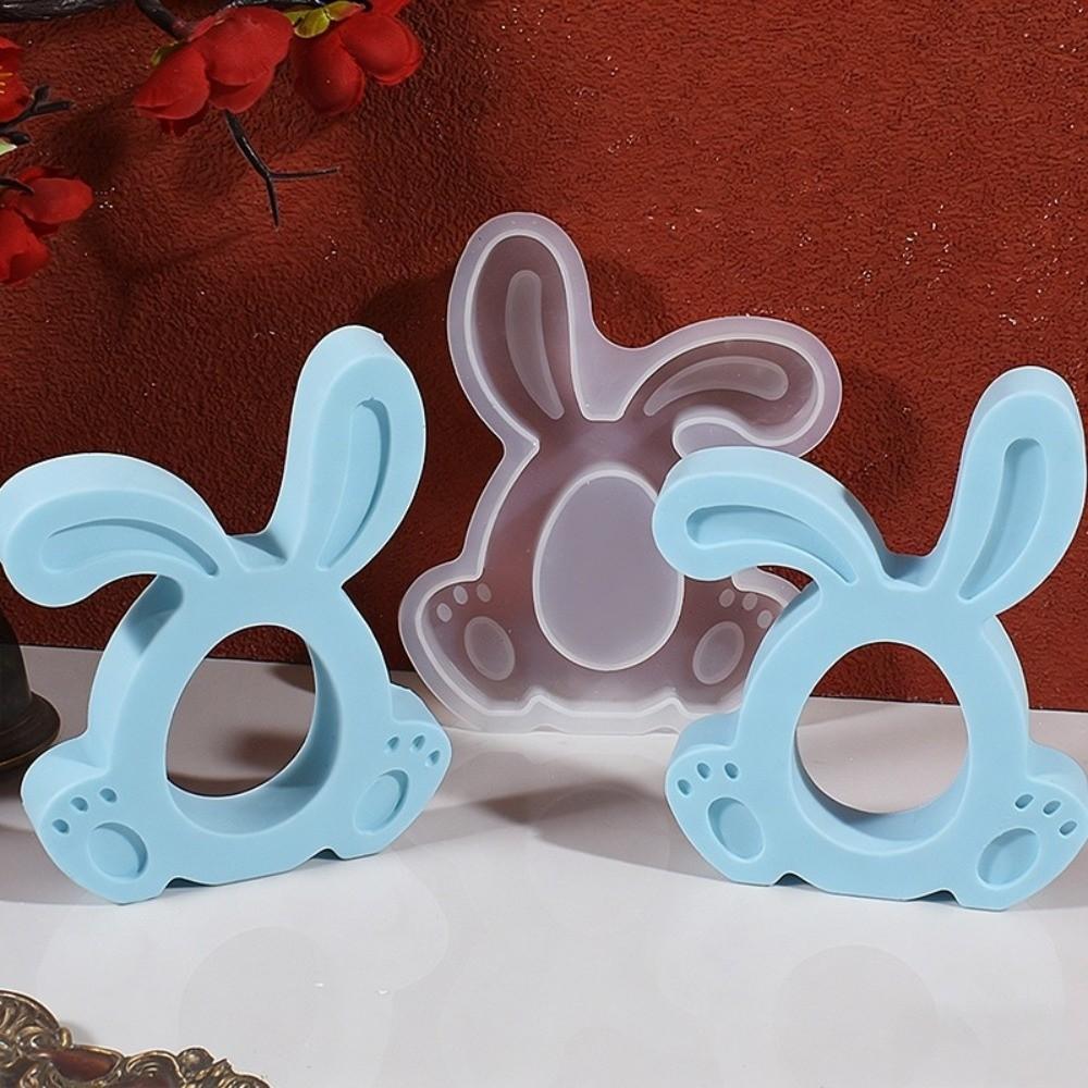 Non-stick Easter Rabbit Molds Heat Resistant Flexible Candle Making Mold Hollow Bunny DIY Crafts Epoxy Resin Mold