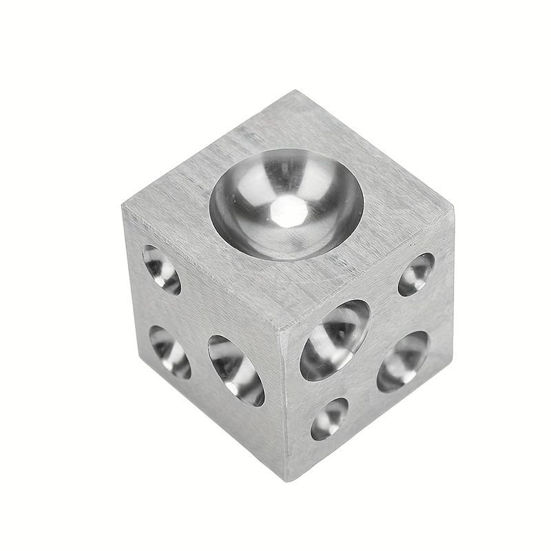 Stahl-Quadrat-Prägestempel-Block mit 18 Vollrund-Aussparungen - Präzisionswerkzeug für die Schmuckherstellung und Metallumformung