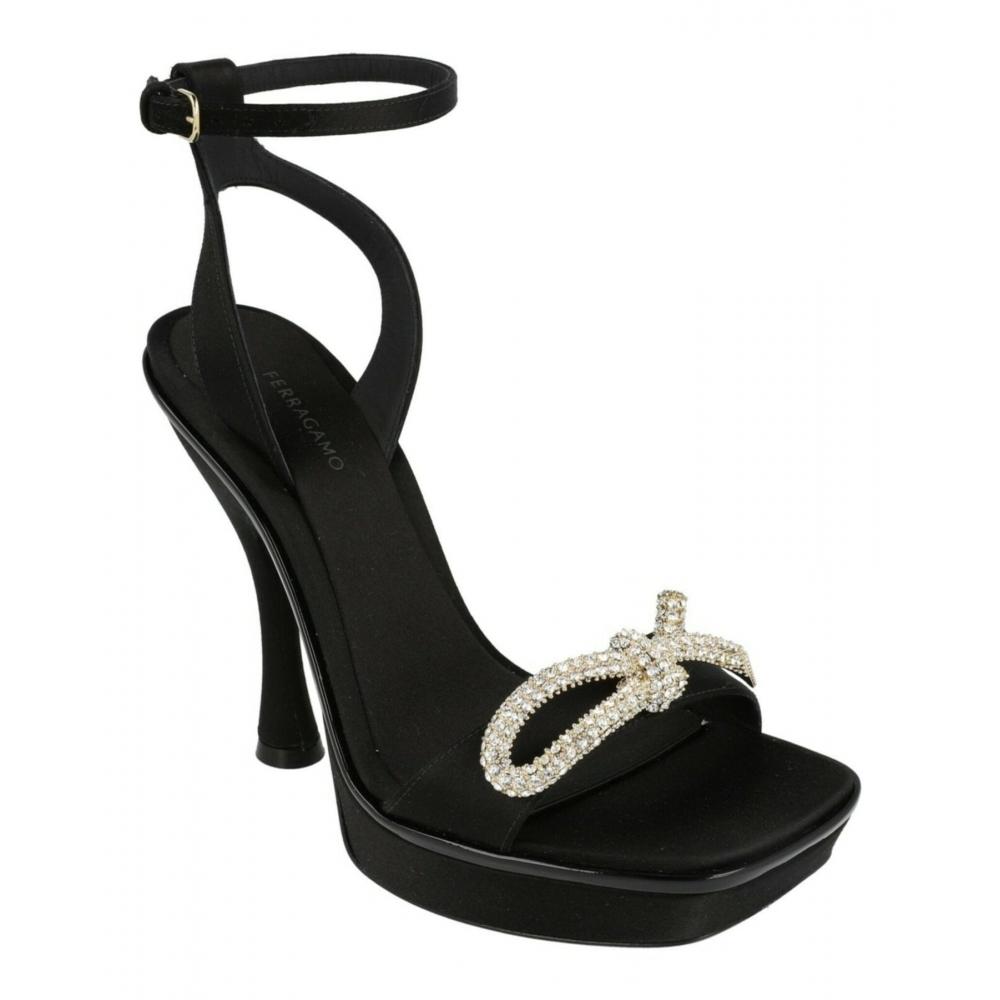Salvatore Ferragamo Satin Allison X5 Sandals Black