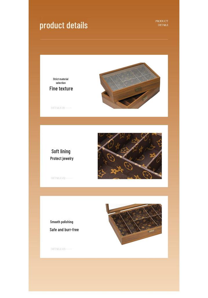 High-Grade European Solid Wood Jewelry Box with Compartments for Rings and Necklaces