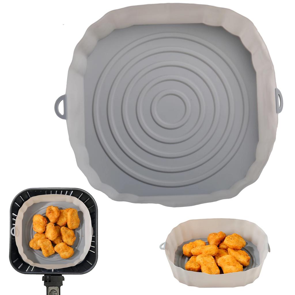 Air Fryer Pan Silicone Basket Airfryer Oven Baking Silicone Tray Reusable Airfryer Pot Pan Liner Mold Pizza Fried Chicken Tools
