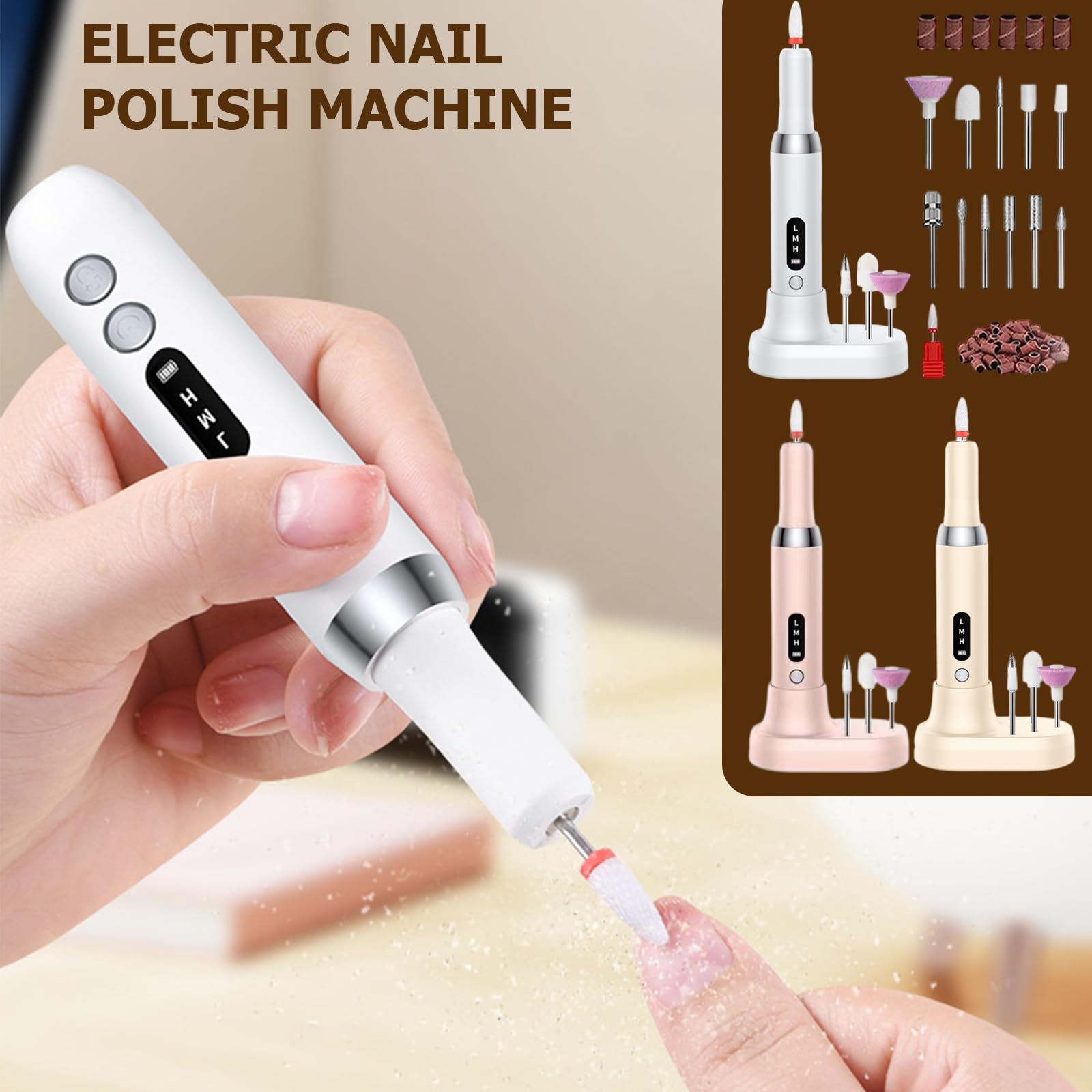 

K16 Nail Drill Machine Portable Electric Nail File Set Manicure Pedicure Polishing Gel Removal Tool White