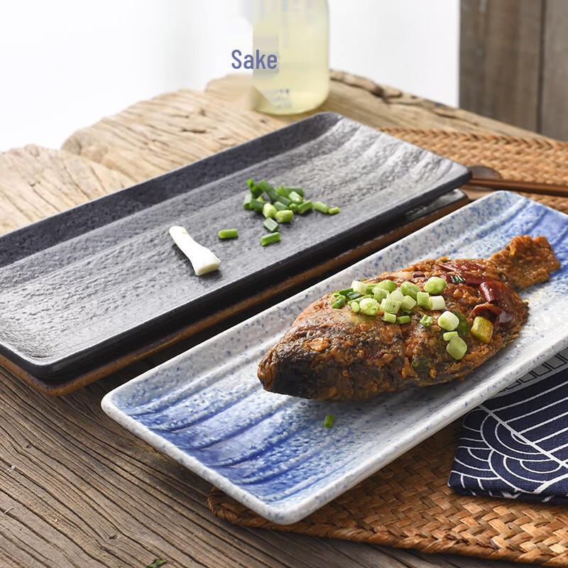 Deouxingguang Rectangular Striped Ceramic Serving Plate