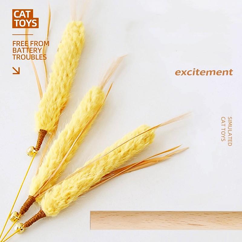 Cat Toy Feather Sticks Cat Toys Interactive Bite-resistant Cats Teaser Toy Long Handle Flower Stick Toys for Cats Scratching