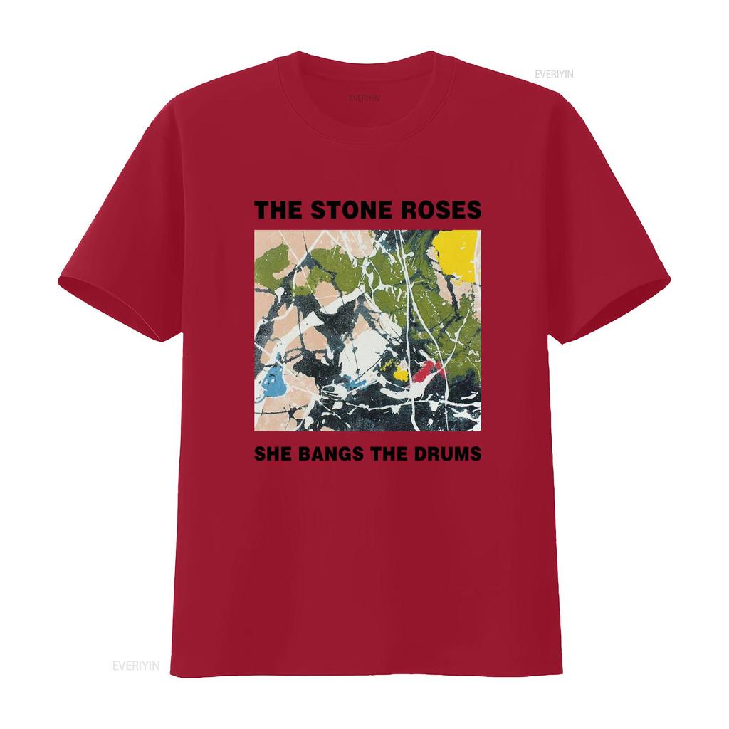 New THE STONE ROSES SHE BANGS DRUMS Art Print T Shirt for Fans S 5XL DN135 vintage Washed Unisex Top For Everyday Wear